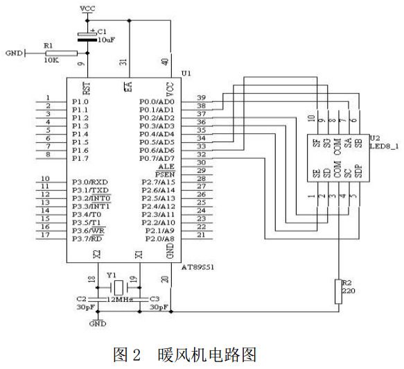 圖 2 暖風(fēng)機(jī)電路圖